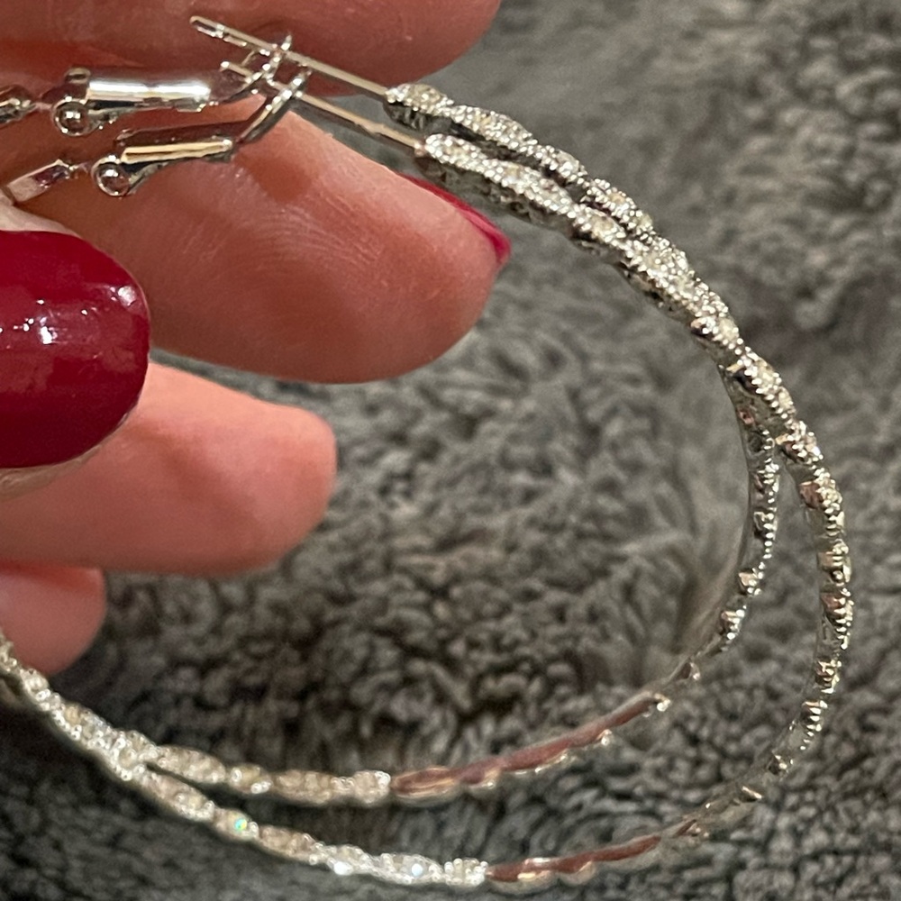 New! Elegant Silver Large  Hoop Earrings